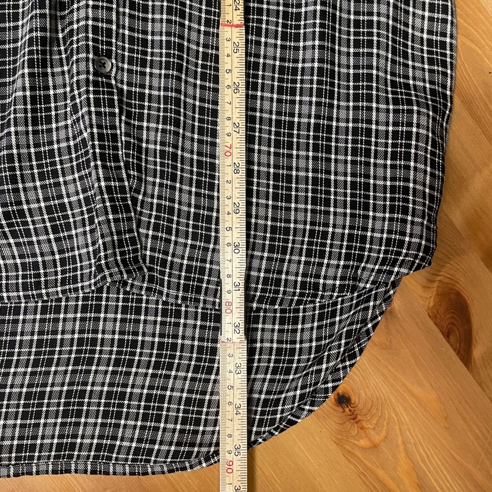 Madewell Central Shirt Dress Black Plaid Tulip Hem Button Front Viscose G1765 XS - Picture 10 of 10